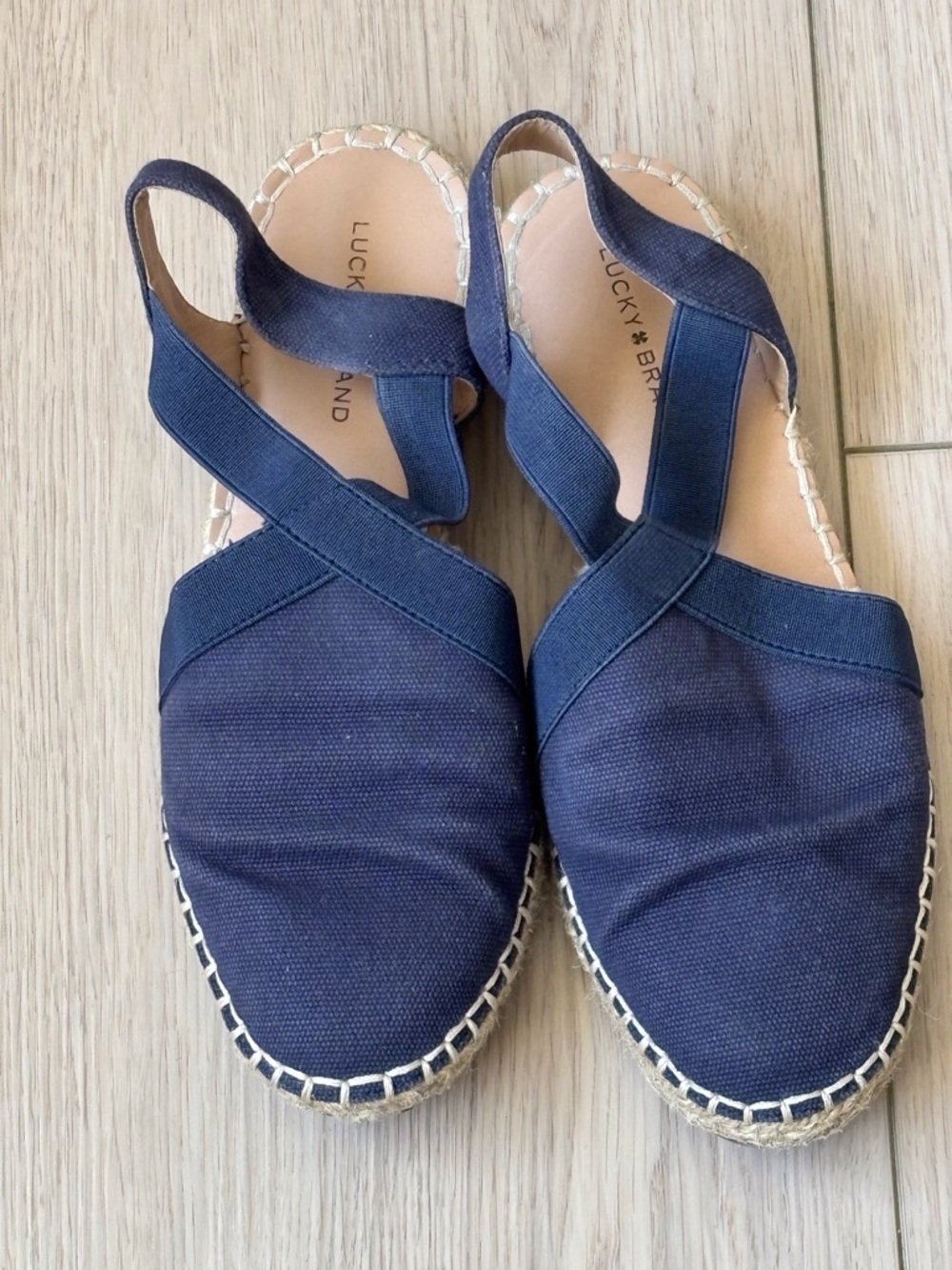 Lucky Brand Navy Canvas Espadrille Slingback Sandals